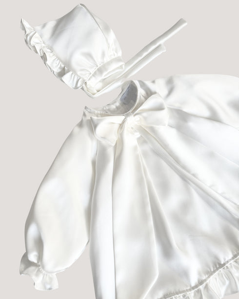 SATIN DRESS WITH RUFFLES